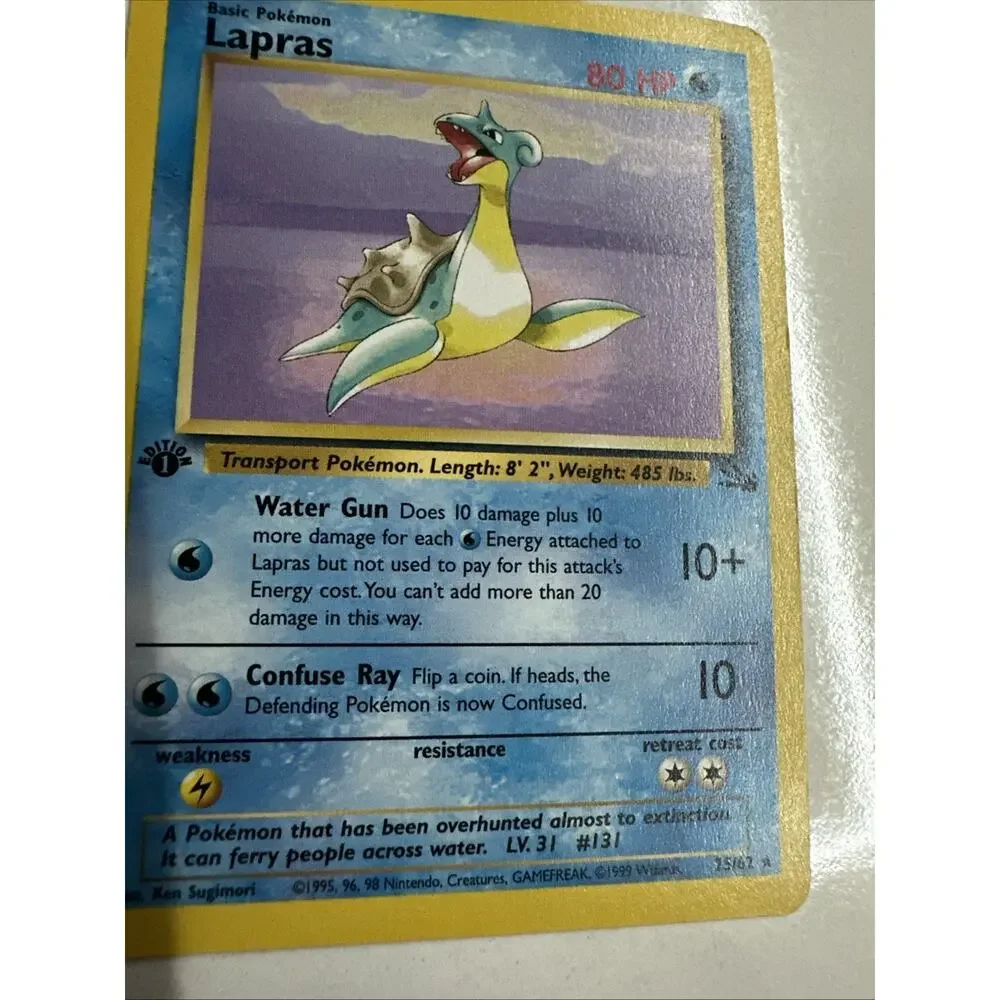 Pokemon Card Lapras 25/62 1st Edition Fossil Vintage Original WOTC 1999 MP